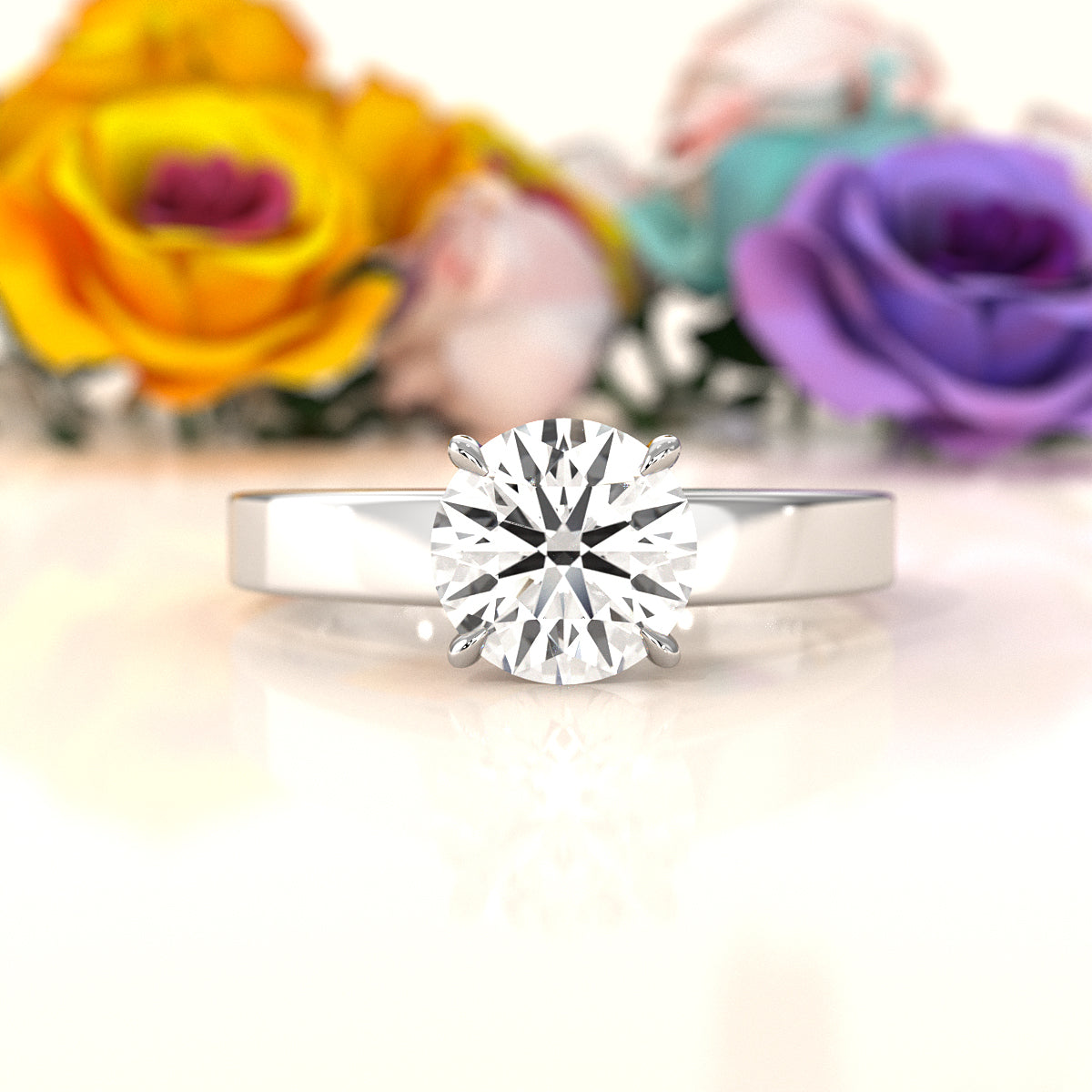 3.5mm Cathedral Style Flat Edge Solitaire Lab Grown Diamond IGI Certified Engagement Ring 4g Setting 1.00 Ctw.